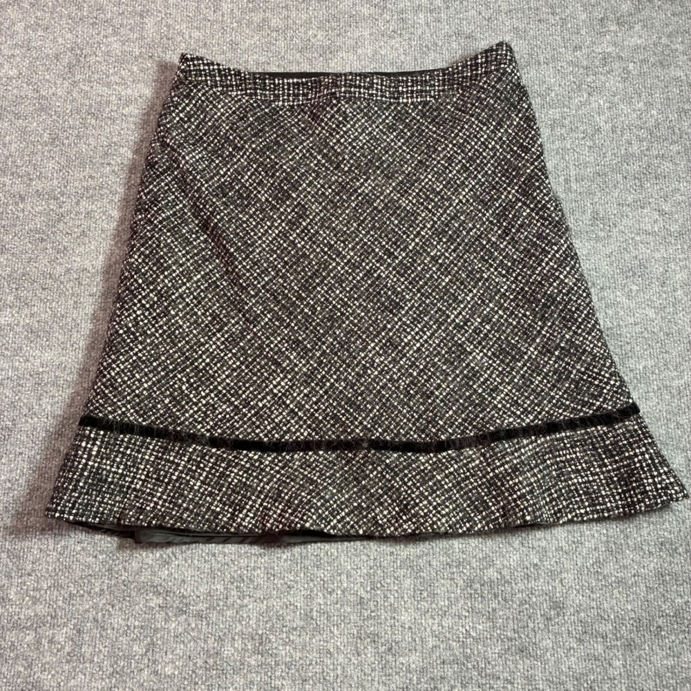 GAP A-Line‎ Skirt Womens 10 Black White Excellent Tweed Velvet Trim W1160